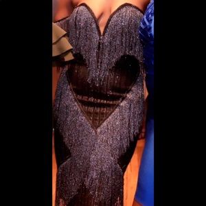 Strapless black and silver occasional dress